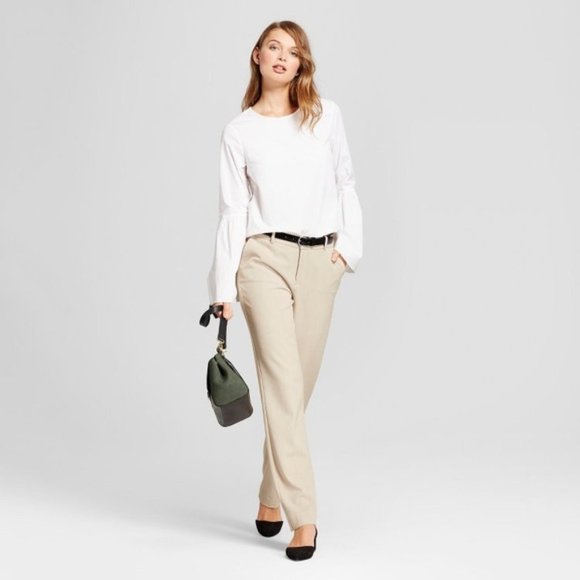 a new day Pants - Women’s Khaki Straight Leg Bi-Stretch Twill Pant…